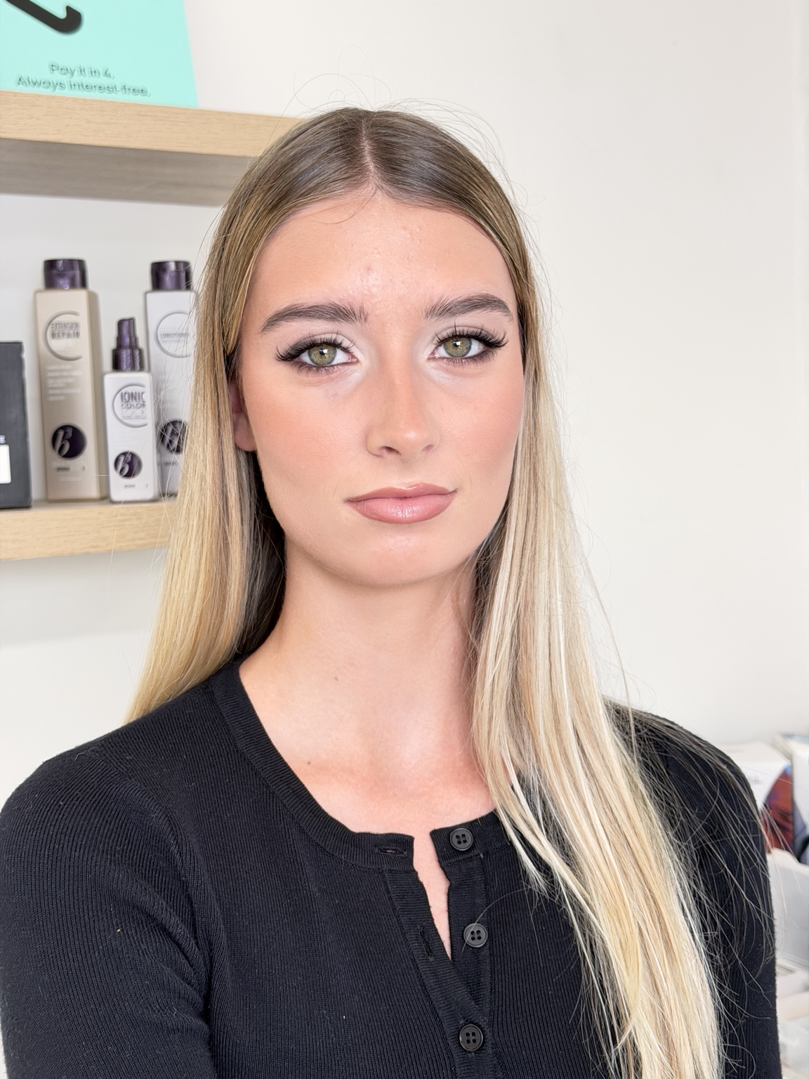 Soft natural makeup with a pink lip