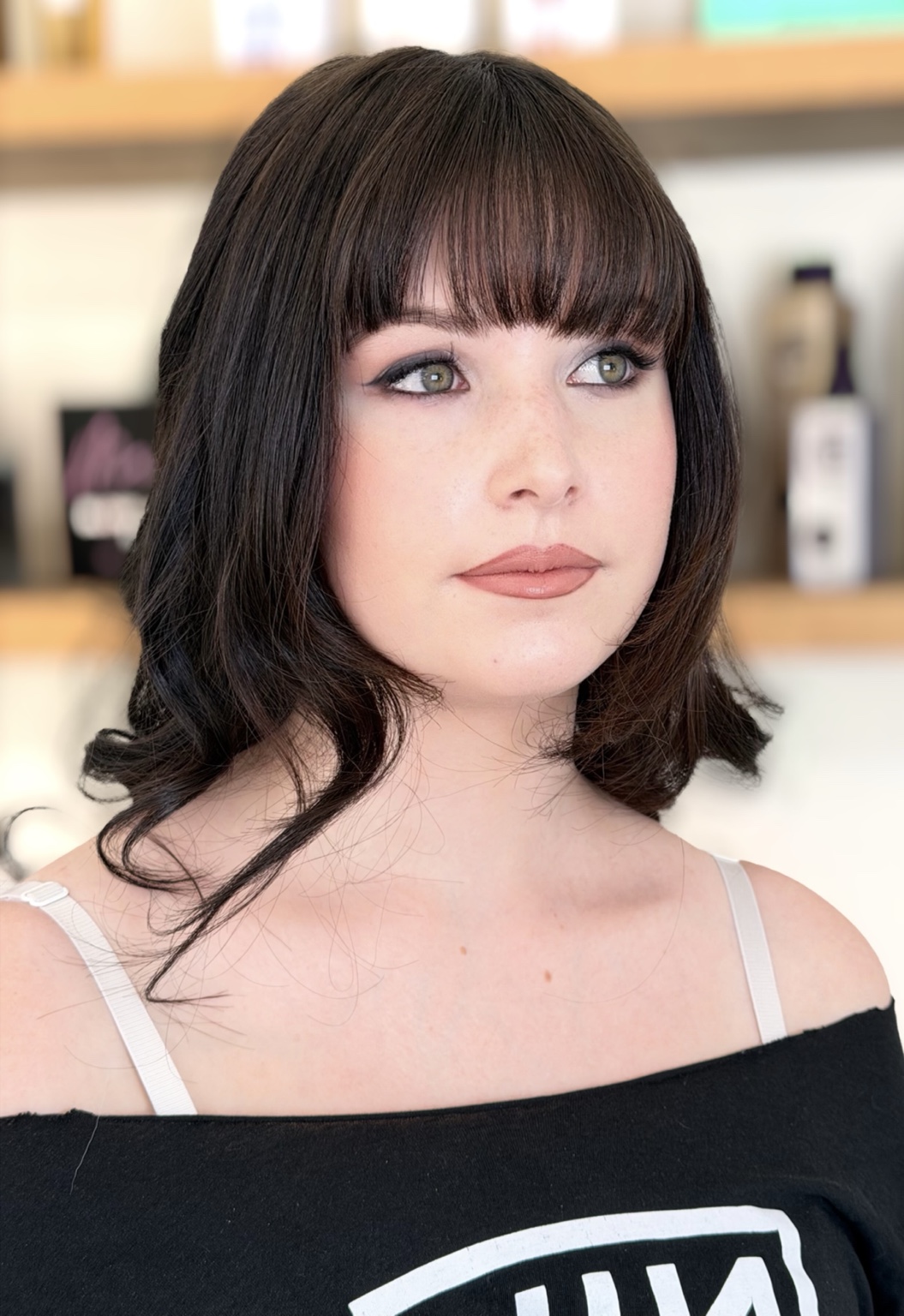 Event makeup with warm lip colour